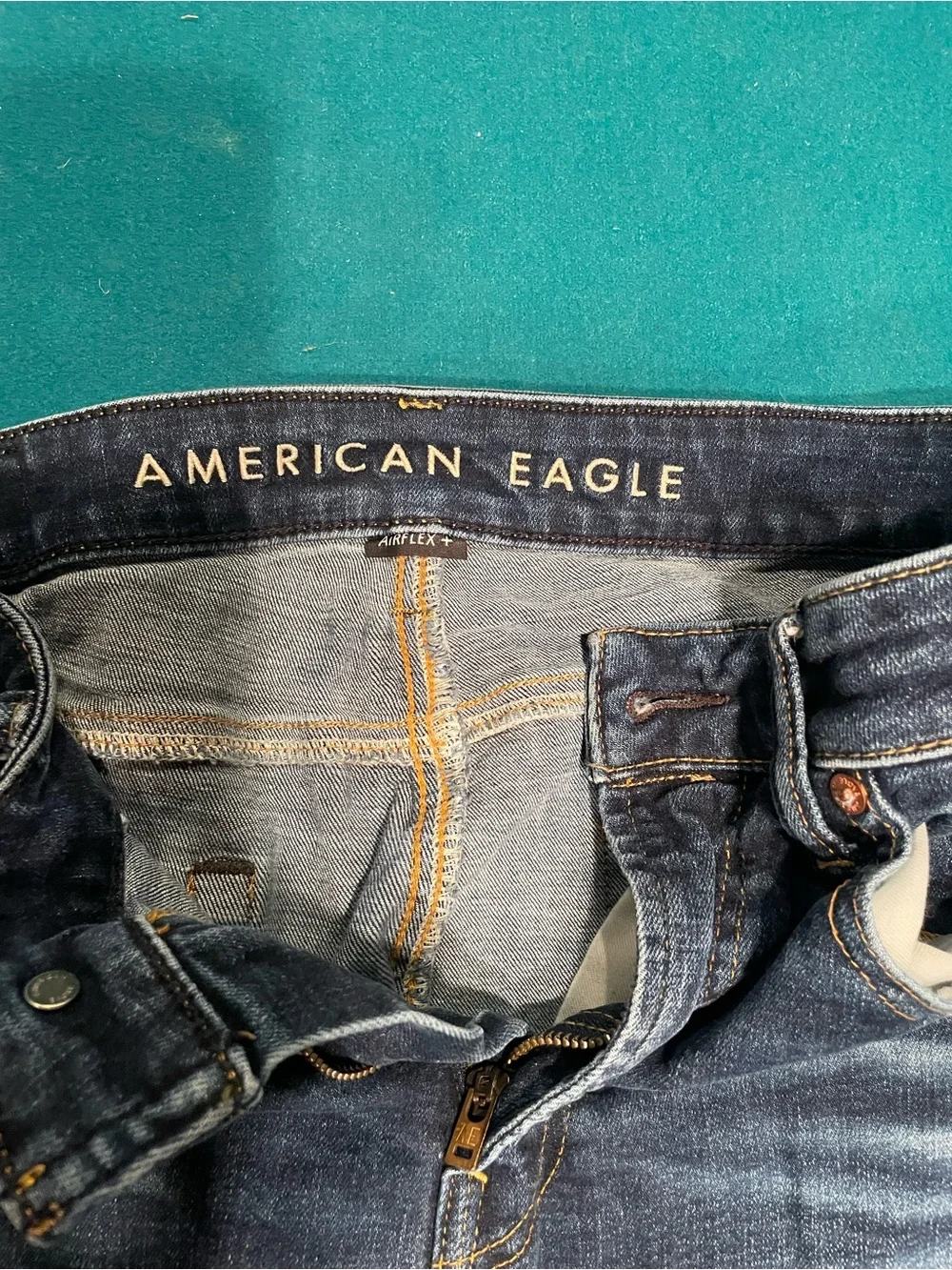 American Eagle Outfitters Slim Straight Distressed Dark Blue Jeans